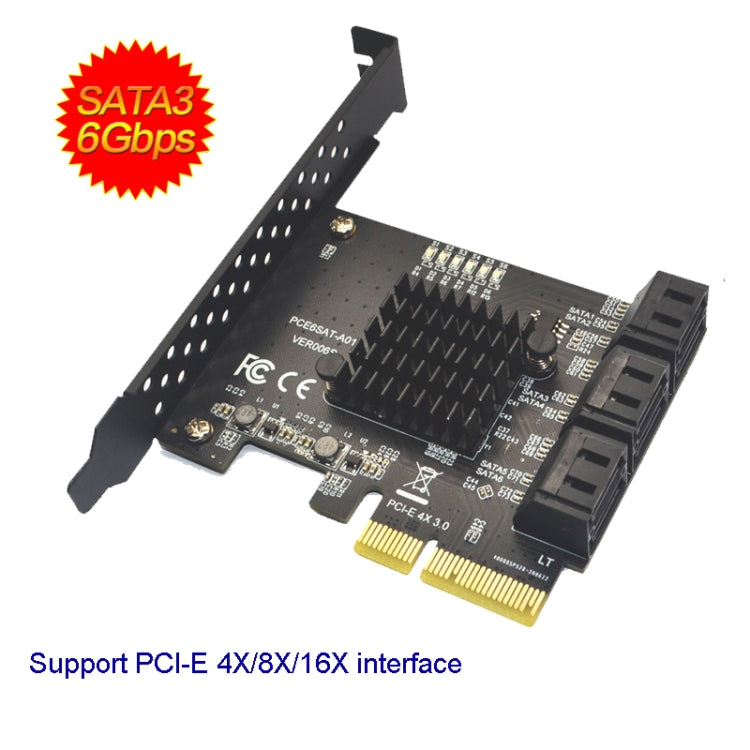 PCIE  4X To 6 Port  SATA 3.0 Adapter Expansion Card ASMedia ASM1166 Converter - Add-on Cards by buy2fix | Online Shopping UK | buy2fix