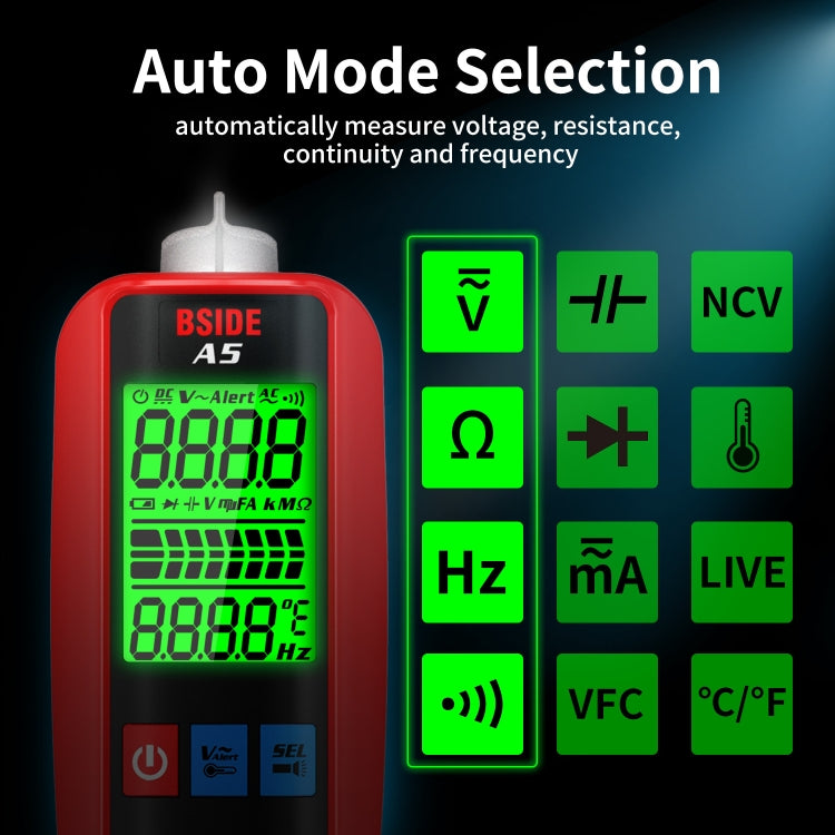 BSIDE A5 High Precision Intelligent Digital Pen Universal Table(Standard Without Battery) - Digital Multimeter by BSIDE | Online Shopping UK | buy2fix