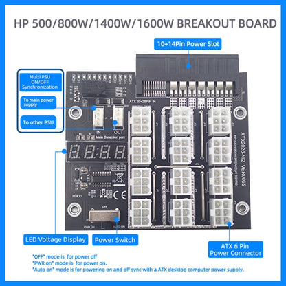 2200W To 6P Graphics Card Power Board For HP Server Power Supply(Black) - Card Adapter by buy2fix | Online Shopping UK | buy2fix