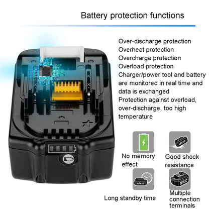 18V Hand Drill Lithium Battery Electric Tool Battery Pack For Makit BL1850 / BL1830 / BL1835 / LXT400 / 194204-5, Capacity: 6000mAh - Electric Saws & Accessories by buy2fix | Online Shopping UK | buy2fix