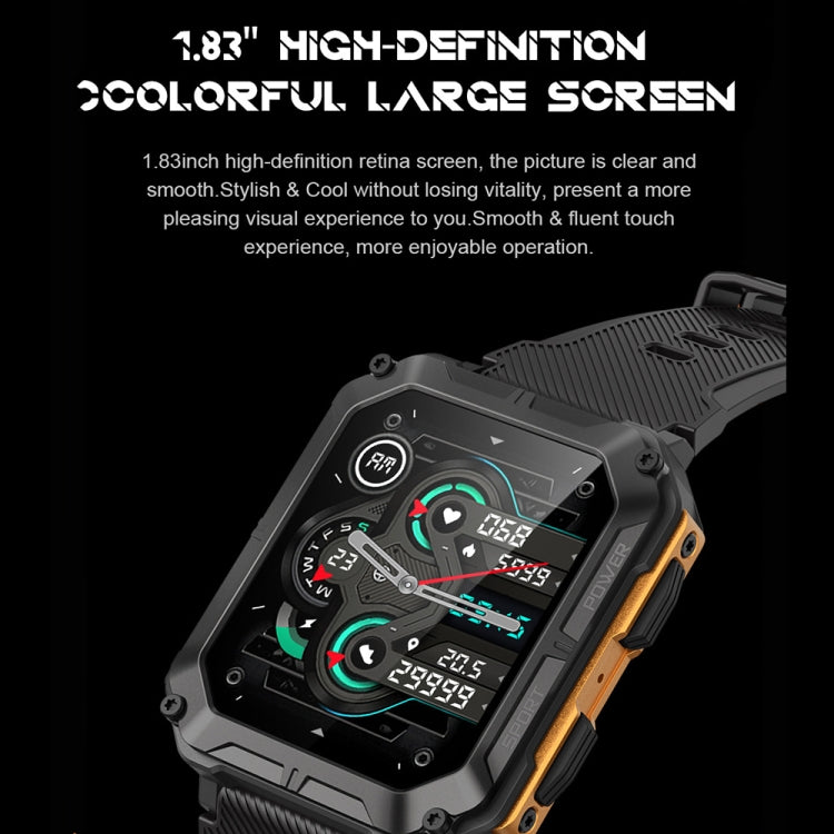 1.83 Inch IP68 Waterproof Bluetooth Call Sports Smart Watch Outdoor Three-Proof Multifunctional Watch(Orange) - Smart Watches by buy2fix | Online Shopping UK | buy2fix