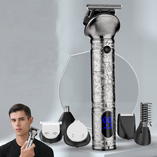 6 In 1 Men Multi-Functional Clipper Metal Body Hair Cutting(Silver Gray) - Hair Trimmer by buy2fix | Online Shopping UK | buy2fix