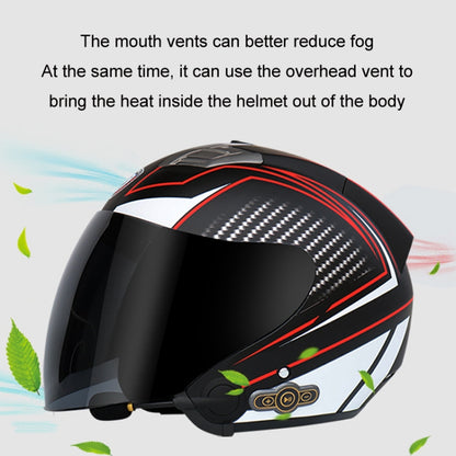 KUQIBAO Motorcycle Smart Bluetooth Sun Protection Double Lens Safety Helmet, Size: XXL(Bright Black+Black Tail) - Helmets by KUQIBAO | Online Shopping UK | buy2fix