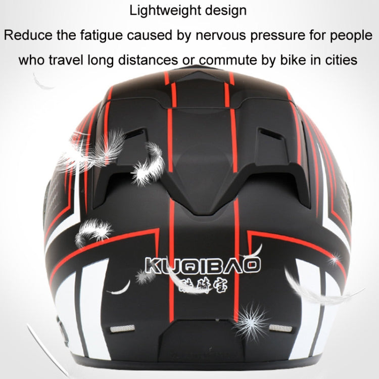 KUQIBAO Motorcycle Smart Bluetooth Sun Protection Double Lens Safety Helmet, Size: XL(White Phantom Fiber+Gray Tail) - Helmets by KUQIBAO | Online Shopping UK | buy2fix