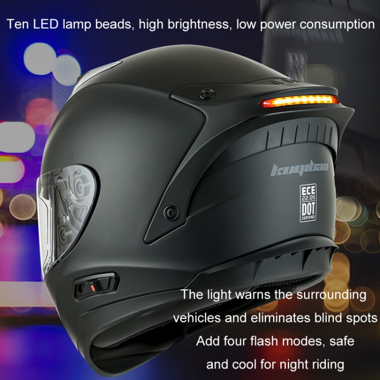 KUQIBAO Motorcycle Dual Lens Anti-Fog Helmet With LED Light, Size: XL(Matte Black) - Helmets by KUQIBAO | Online Shopping UK | buy2fix