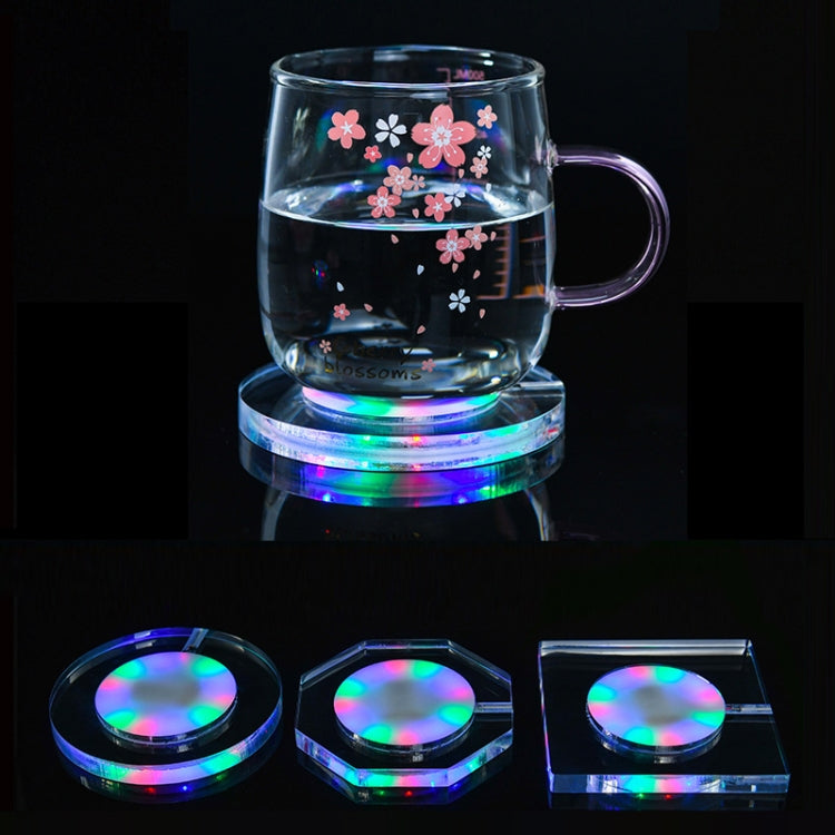 100x4mm Square LED Light Up Acrylic Coaster Transparent Crystal Base(Colorful Light) - Car Drink Holders by buy2fix | Online Shopping UK | buy2fix