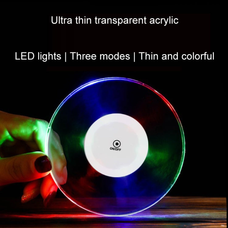 100x10mm Square USB Charging LED Light Up Acrylic Coaster Transparent Crystal Base(Colorful Light) - Car Drink Holders by buy2fix | Online Shopping UK | buy2fix