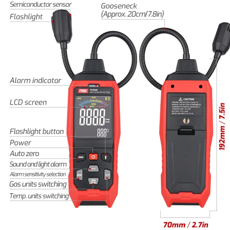 TASI TA702B Simulation Bar+Digital Display Cumbelo Gas Detector Portable Gas Testing Instrument Natural Gas Discovery Detective - Gas Monitor by TASI | Online Shopping UK | buy2fix