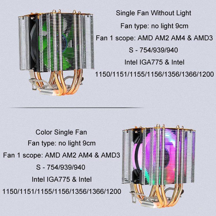 EVESKY 500 Desktop Computer 4 Copper Tube Mute CPU Cooling Fan, Color: Single Fan Without Light - Fan Cooling by EVESKY | Online Shopping UK | buy2fix