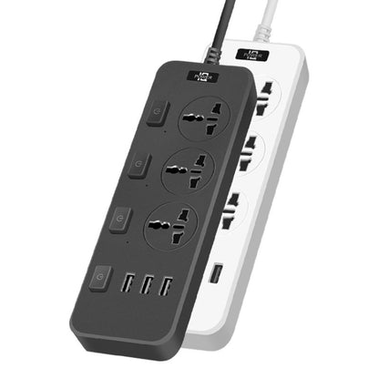 T14 2m 2500W 3 Plugs + 3-USB Ports Multifunctional Socket With Switch, Specification: EU Plug (White) - Extension Socket by buy2fix | Online Shopping UK | buy2fix