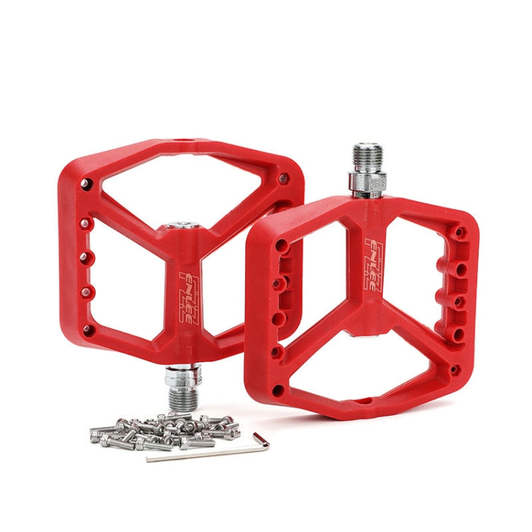 ENLEE F228 1pair Bicycle Nylon Pedals Mountain Bike Widened Riding Footrests(Red) - Pedals by ENLEE | Online Shopping UK | buy2fix