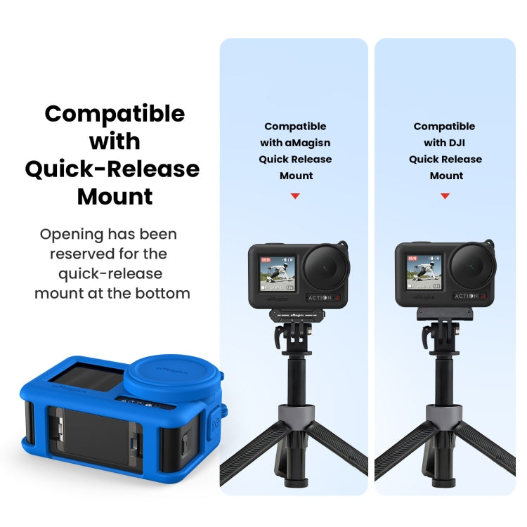 For DJI Osmo Action 4 / 3 aMagisn Silicone Protection Case Camera Protection Accessories(Blue) - Case & Bags by aMagisn | Online Shopping UK | buy2fix