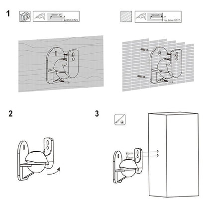 Pair Black Surround Sound Speaker Wall Mount Brackets 45 Degree Rotatable Design TV Wall Mount 8 x 4.5 x 5.8cm - Consumer Electronics by buy2fix | Online Shopping UK | buy2fix