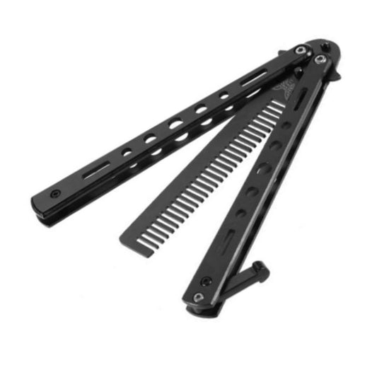 Salon Stainless Steel Practice Comb Practice Knife (Uncut) Butterfly Comb(Black) - Hair Trimmer by buy2fix | Online Shopping UK | buy2fix