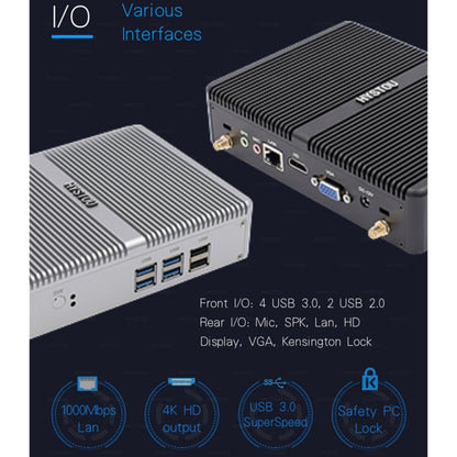 HYSTOU H2 Windows / Linux System Mini PC, Intel Core I5-7267U Dual Core Four Threads up to 3.50GHz, Support mSATA 3.0, 8GB RAM DDR3 + 512GB SSD (Black) - Computer & Networking by buy2fix | Online Shopping UK | buy2fix