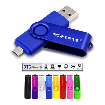 MicroDrive 64GB USB 2.0 Phone and Computer Dual-use Rotary OTG Metal U Disk (Blue) - USB Flash Drives by MicroDrive | Online Shopping UK | buy2fix