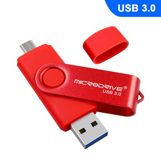 MicroDrive 32GB USB 3.0 Android Phone & Computer Dual-use Rotary Metal U Disk (Red) - USB Flash Drives by MicroDrive | Online Shopping UK | buy2fix