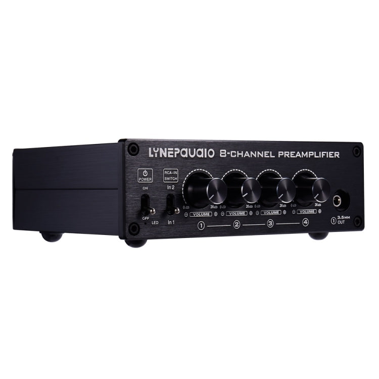 LINEPAUDIO B981 Pro 8-ch Pre-amplifier Speaker Distributor Switcher Speaker Comparator, Signal Booster with Volume Control & Earphone / Monitor Function (Black) - Consumer Electronics by buy2fix | Online Shopping UK | buy2fix