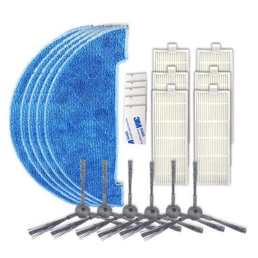 XI297 3 Pairs K614 Side Brushes + 5 PCS K636 Rags + 6 PCS I207 Filters+ 5 PCS G604 Magic Adhesive Stickers for ILIFE A4 - Consumer Electronics by buy2fix | Online Shopping UK | buy2fix